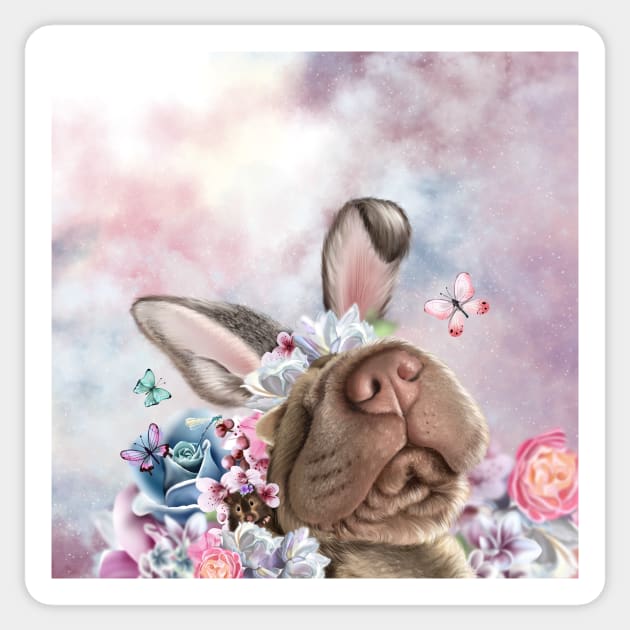 Shar Pei Bunny Sticker by SharPeiArt